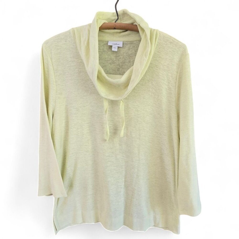 J.Jill Size Large Yellow Cowl Long Sleeve Tunic Top